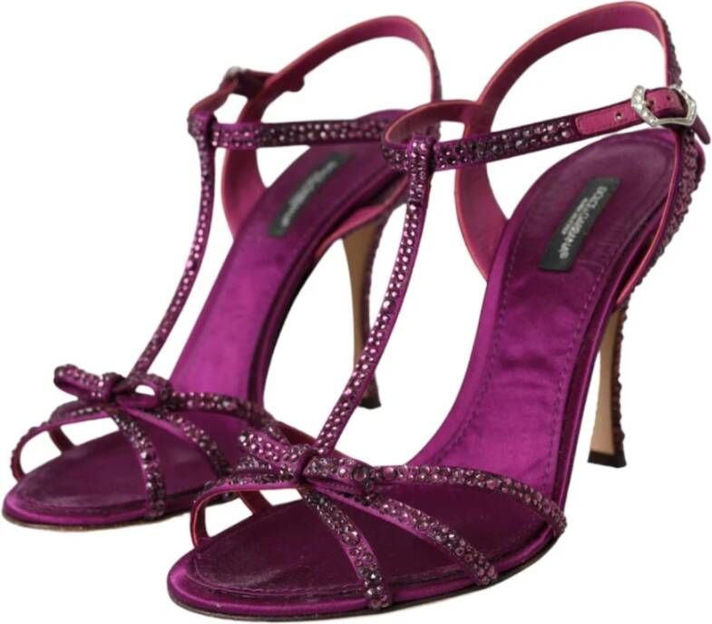 Dolce & Gabbana Paarse Strass Enkelband Sandalen Purple Dames