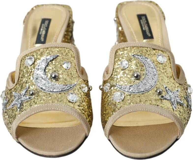 Dolce & Gabbana Paillet Hakken Sandalen Goud Zilver Yellow Dames