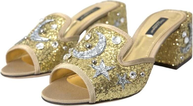 Dolce & Gabbana Paillet Hakken Sandalen Goud Zilver Yellow Dames