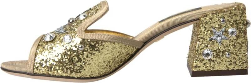 Dolce & Gabbana Paillet Hakken Sandalen Goud Zilver Yellow Dames