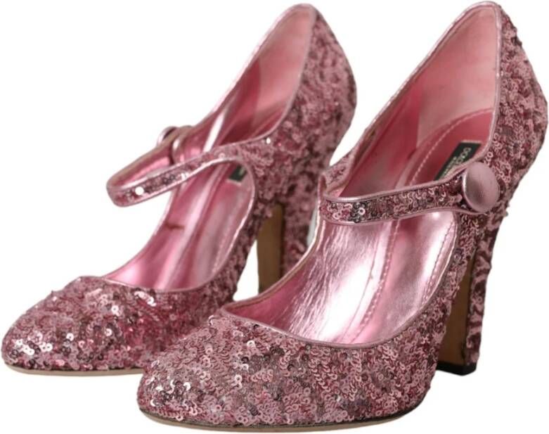 Dolce & Gabbana Paillet Hoge Hakken Pumps Pink Dames