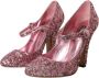 Dolce & Gabbana Roze Sequin Mary Jane Hoge Hakken Pink Dames - Thumbnail 4