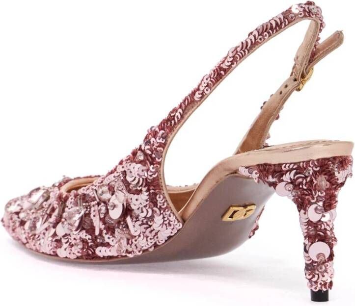 Dolce & Gabbana Paillet Slingback Pumps met Kitten Heel Pink Dames