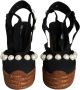 Dolce & Gabbana Parel Sleehak Sandalen Zwart Suède Black Dames - Thumbnail 2