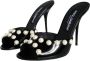 Dolce & Gabbana Parel versierde leren insteek sandalen Black Dames - Thumbnail 3