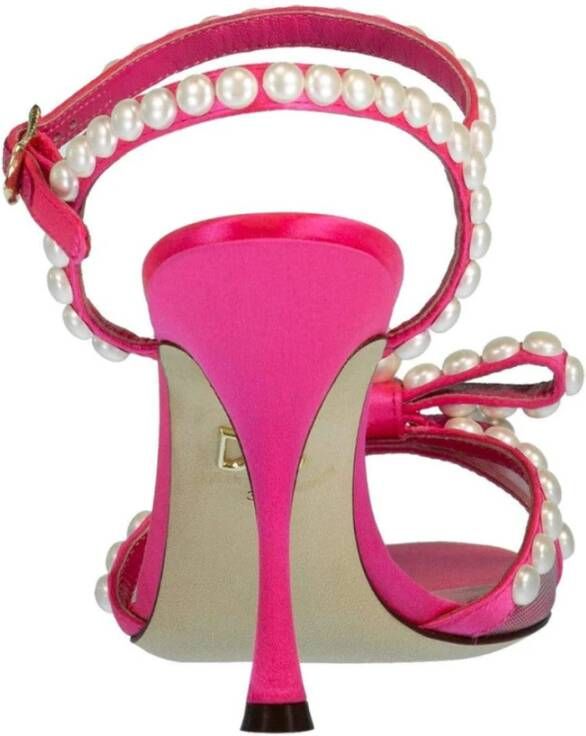 Dolce & Gabbana Parel Versierde Leren Sandalen Pink Dames