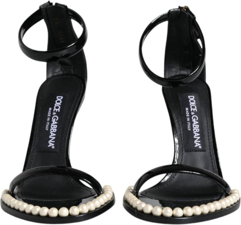 Dolce & Gabbana Parelversierde enkelband sandalen Black Dames