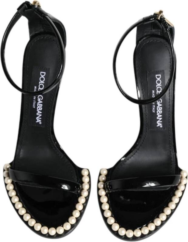 Dolce & Gabbana Parelversierde enkelband sandalen Black Dames