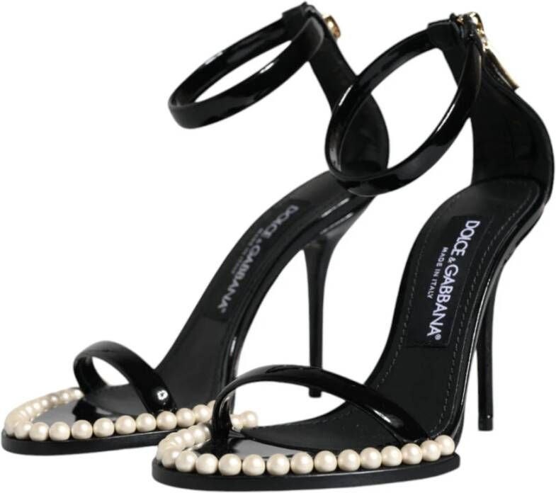 Dolce & Gabbana Parelversierde enkelband sandalen Black Dames