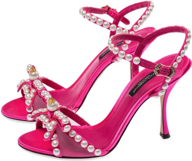 Dolce & Gabbana Parelversierde hoge hak sandalen Pink Dames