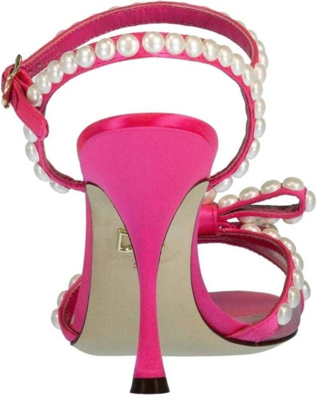 Dolce & Gabbana Parelversierde hoge hak sandalen Pink Dames