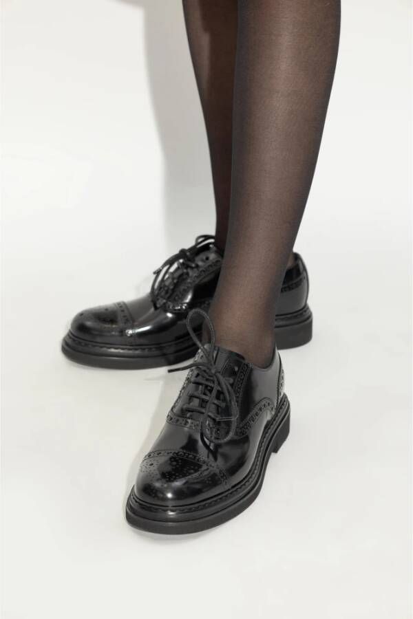 Dolce & Gabbana Plateauschoenen met vetersluiting Black Dames