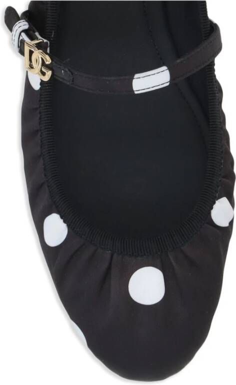 Dolce & Gabbana Polka Dot Leren Platte Schoenen Black Dames