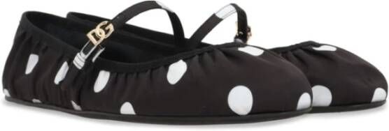 Dolce & Gabbana Polka Dot Leren Platte Schoenen Black Dames