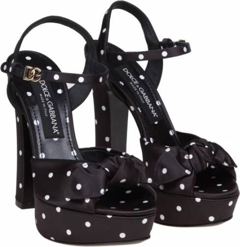 Dolce & Gabbana Polka Dot Platform Sandal Zwart Wit Black Dames