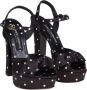 Dolce & Gabbana Polka Dot Platform Sandal Zwart Wit Black Dames - Thumbnail 2