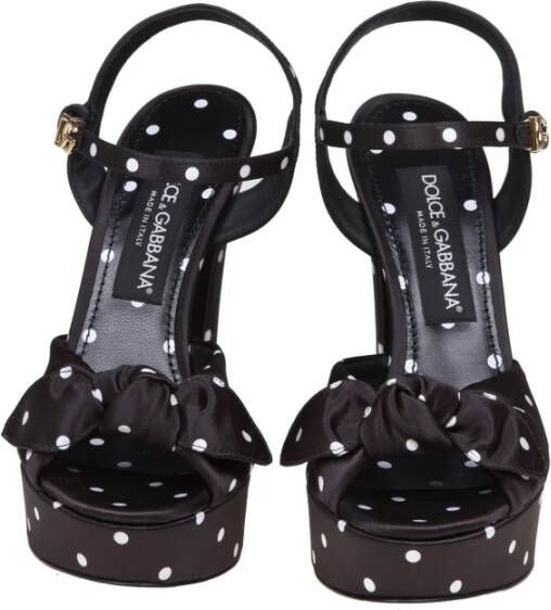 Dolce & Gabbana Polka Dot Platform Sandal Zwart Wit Black Dames