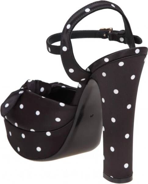 Dolce & Gabbana Polka Dot Platform Sandal Zwart Wit Black Dames