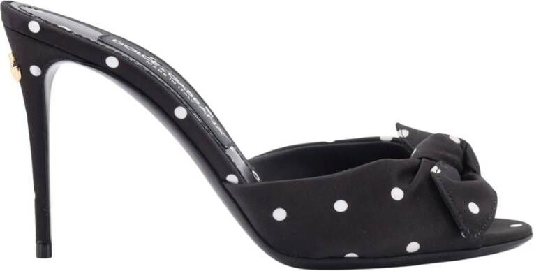 Dolce & Gabbana Polka-Dot Satijnen Sandalen met Strik Detail Black Dames