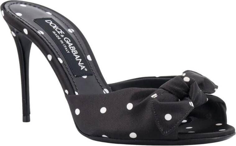 Dolce & Gabbana Polka-Dot Satijnen Sandalen met Strik Detail Black Dames