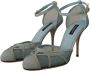 Dolce & Gabbana Blauwe Mesh Enkelband Hakken Sandalen Blue Dames - Thumbnail 3