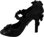 Dolce & Gabbana Zwarte Bloemenkristal Cinderella Hakken Black Dames - Thumbnail 4