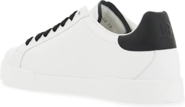 Dolce & Gabbana Portofino Leren Sneakers met Geperforeerd Logo White Heren