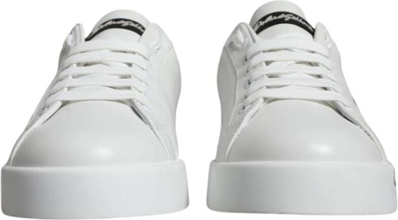 Dolce & Gabbana Portofino Leren Sneakers met Rubberen Zool White Heren