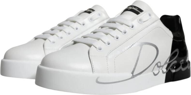 Dolce & Gabbana Portofino Leren Sneakers met Rubberen Zool White Heren