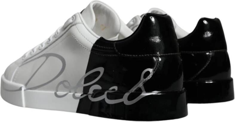 Dolce & Gabbana Portofino Leren Sneakers met Rubberen Zool White Heren