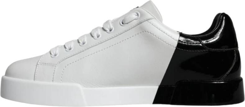 Dolce & Gabbana Portofino Leren Sneakers met Rubberen Zool White Heren