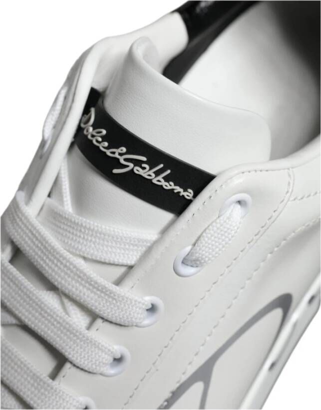 Dolce & Gabbana Portofino Leren Sneakers met Rubberen Zool White Heren