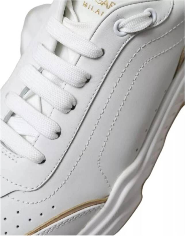 Dolce & Gabbana Portofino Leren Sneakers Wit Goud White Heren