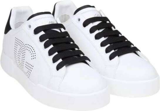 Dolce & Gabbana Portofino Line Leren Sneakers Zwart Wit White Dames