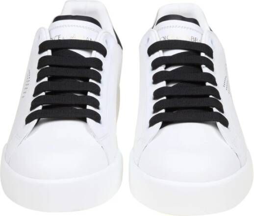 Dolce & Gabbana Portofino Line Leren Sneakers Zwart Wit White Dames