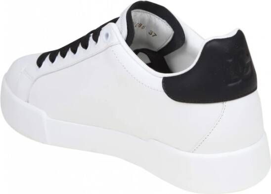 Dolce & Gabbana Portofino Line Leren Sneakers Zwart Wit White Dames