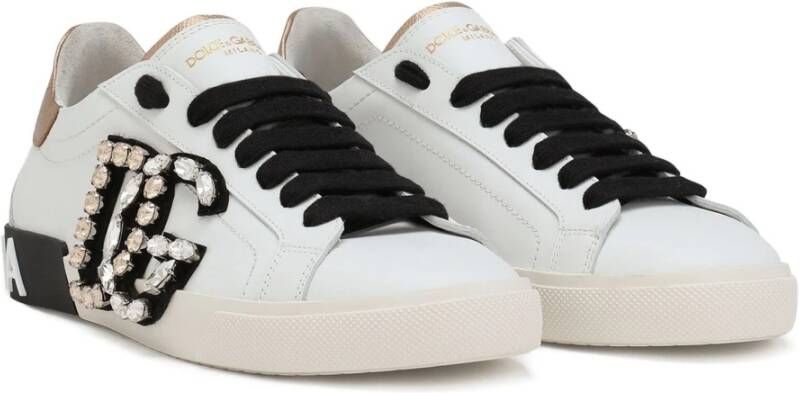 Dolce & Gabbana Portofino Rhinestone Sneakers White Dames