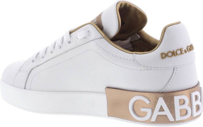 Dolce & Gabbana Portofino Sneaker Wit Goud White Dames