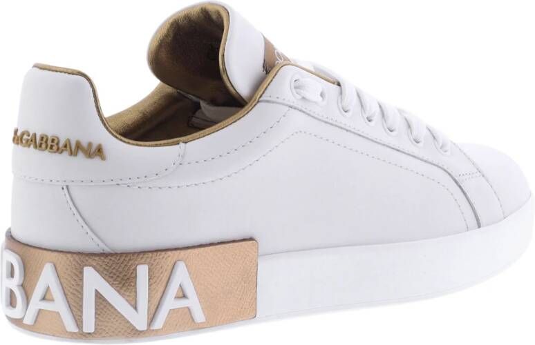 Dolce & Gabbana Portofino Sneaker Wit Goud White Dames