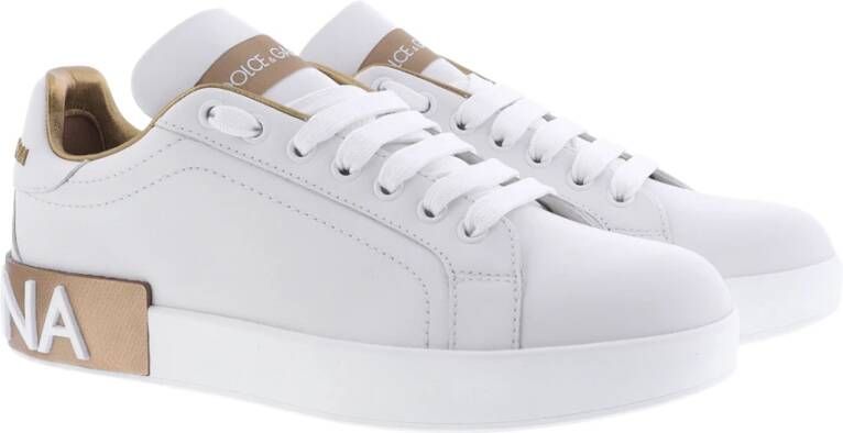 Dolce & Gabbana Portofino Sneaker Wit Goud White Dames