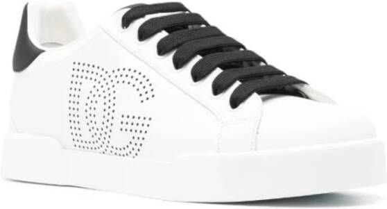 Dolce & Gabbana Portofino Sneaker Zwart Wit Logo Perf White Dames