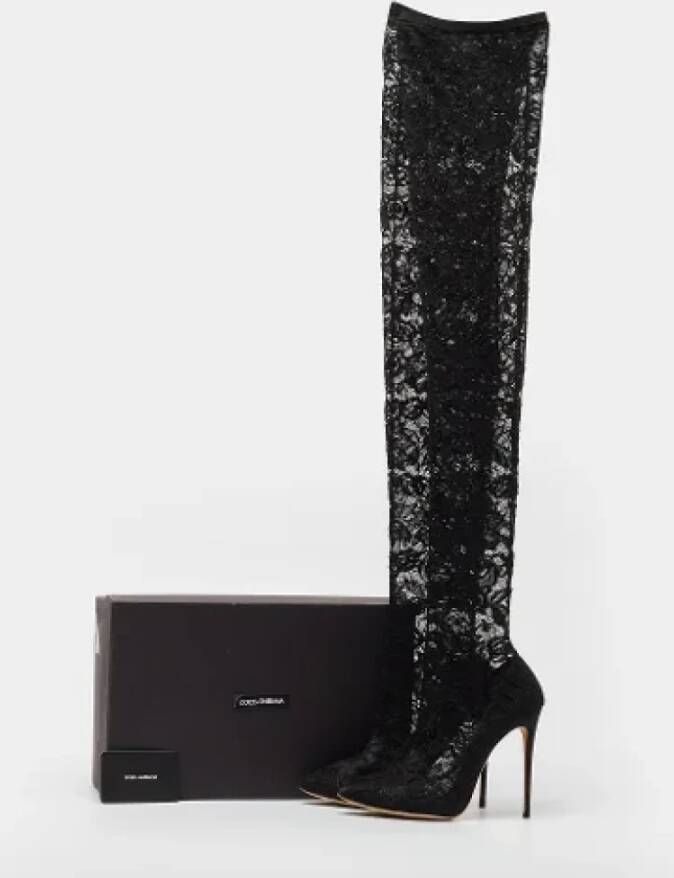 Dolce & Gabbana Pre-owned Lace boots Black Dames