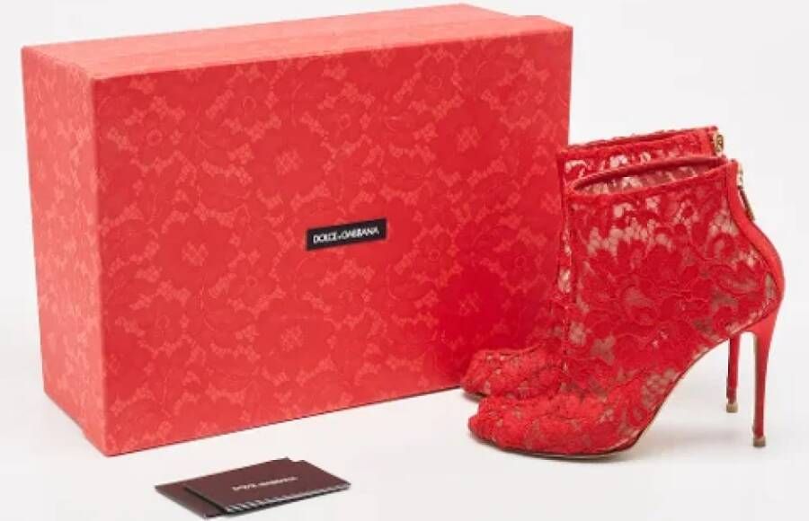 Dolce & Gabbana Pre-owned Lace boots Red Dames