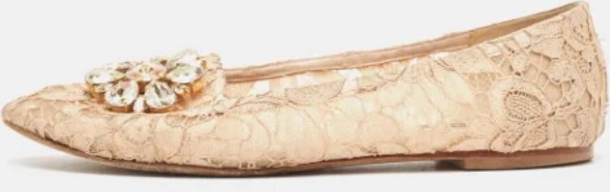 Dolce & Gabbana Pre-owned Lace flats Beige Dames