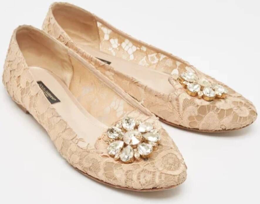 Dolce & Gabbana Pre-owned Lace flats Beige Dames