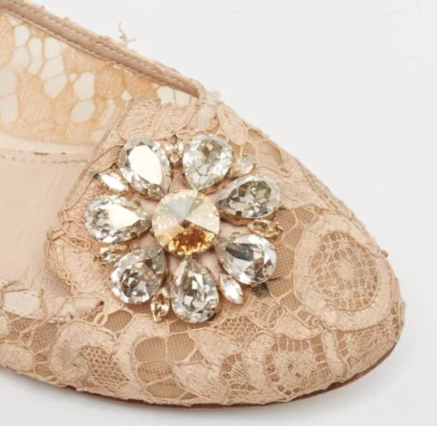 Dolce & Gabbana Pre-owned Lace flats Beige Dames