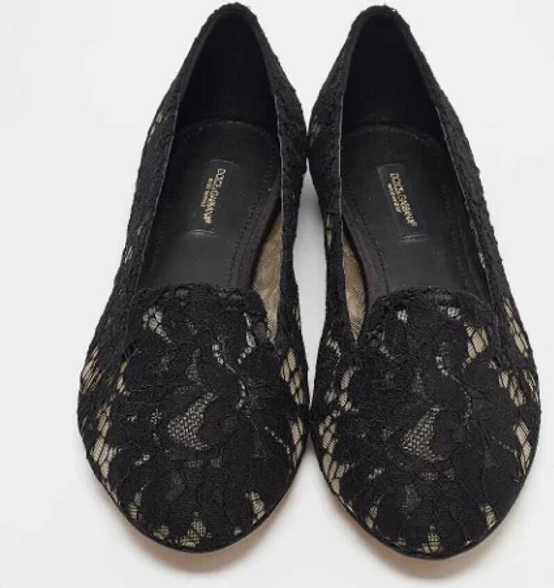 Dolce & Gabbana Pre-owned Lace flats Black Dames