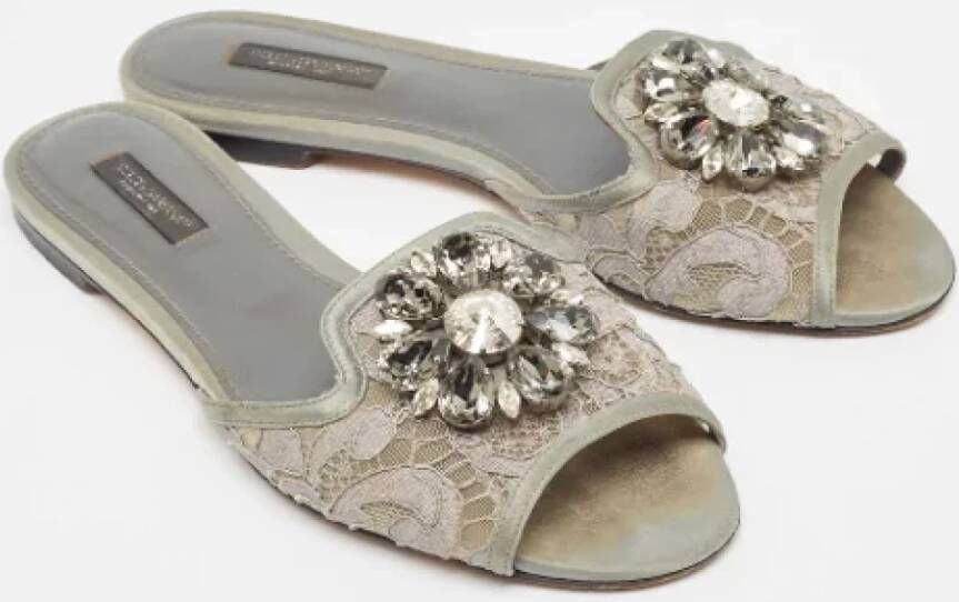 Dolce & Gabbana Pre-owned Lace flats Gray Dames