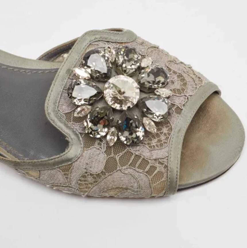 Dolce & Gabbana Pre-owned Lace flats Gray Dames