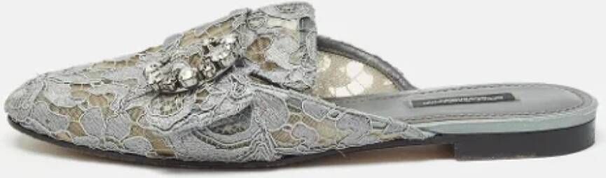 Dolce & Gabbana Pre-owned Lace flats Gray Dames